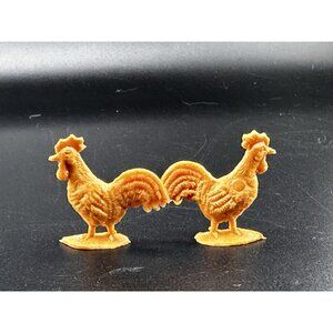 Molded Plastic 1950s Farm Animals Roosters Chickens Vtg Tim Mee Marx Auburn ?